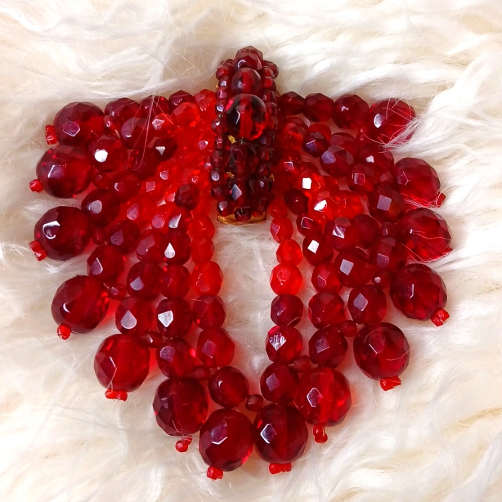 BROOCH, REAL BEADS, SIGNED, MADE IN ITALY